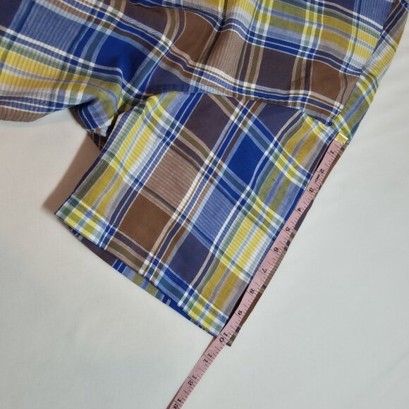 Roundtree Yorke Men's Shirt Size XXL Plaid Short Sleeve Linen Blend Brown (01) - Picture 7 of 9